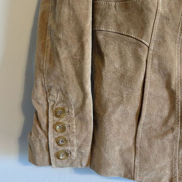 Vtg Wilsons Leather Women's Tan Brown Suede Blazer jacket size large cute 90s - Picture 3 of 10